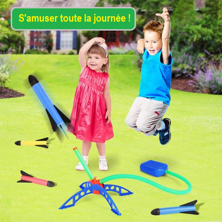 Lanceur de fusée à pédale Kid Air Rocket avec pompe à pied.
