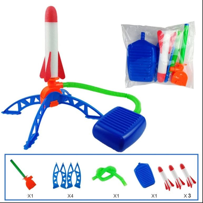 Lanceur de fusée à pédale Kid Air Rocket avec pompe à pied.
