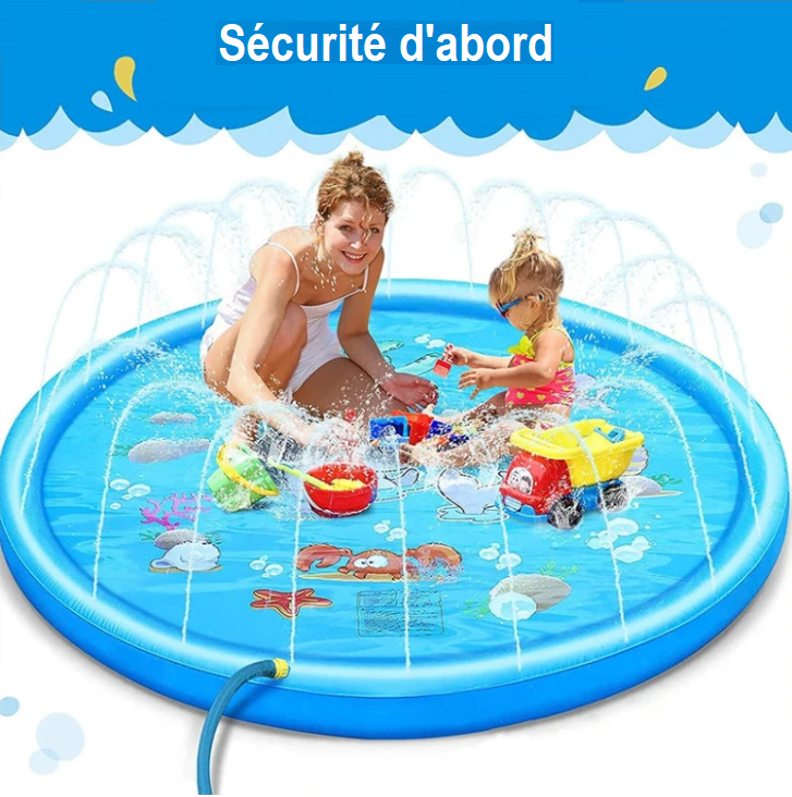 TAPIS de Barbotage Gonflable pour Enfants de 170 cm, Jet d'Eau, Piscine de Jardin, Jouet de Plage et d'Extérieur pour l'Été