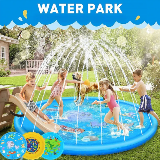 Tapis de Barbotage Gonflable pour Enfants de 100/170CM, Jet d'Eau, Piscine de Jardin, Jouet de Plage et d'Extérieur pour l'Été