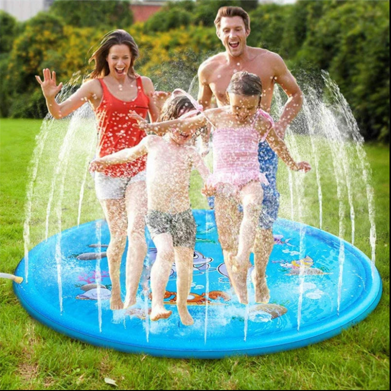 TAPIS de Barbotage Gonflable pour Enfants de 170 cm, Jet d'Eau, Piscine de Jardin, Jouet de Plage et d'Extérieur pour l'Été
